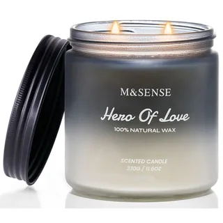M&SENSE Held der Liebe Vanille Moschus Duftkerzen für Männer 2 Docht Sojawachskerze 330g 70 Std lang anhaltend männliche Kerzen Geschenke für männer weihnachtenMSDDEU0702 GrapeBerry
