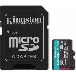 Kingston Canvas Go! Plus microSD microSDXC 128 GB, U3 V30 Speicherkarte + Adapter
