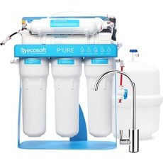 BWT P'URE Ecosoft AquaCalcium mit Metallrahmenpumpe | Umkehrosmose für zu Hause | filtert 99,8% der Wasserverunreinigungen | mineralisiert Trinkwasser mit Kalzium | mit Wassertank