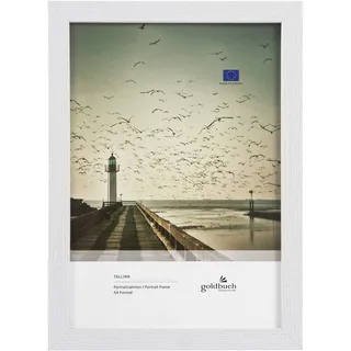 goldbuch Bilderrahmen Tallinn Weiß aus Holz, Fotorahmen für Bild im DIN A4 Format, Portraitrahmen mit Wandhalterung, Einzelrahmen aus MDF, Foto Rahmen ca. 24x 32,8 x 1,5 cm, weiß, 92 0396