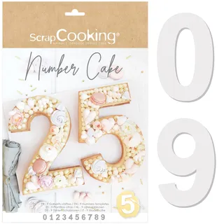 ScrapCooking - Number Cake Kuchenform Set - Zahlen 0 bis 9 - Höhe 28 cm / 11 Zoll - Zahlenform Backformen Schablonen Backzubehör - Kunststoffschablonen Geburtstag - Mit Rezepten - 3927