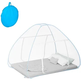 Relaxdays Moskitonetz faltbar weiß/türkis 150 x 180 x 200 cm