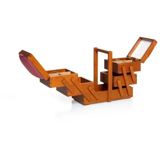 Prym 612550 Nähkasten/Nähkästchen aus dunklem Holz, mit Stoff, Braun