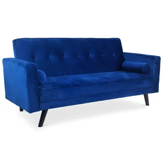 Menzzo Slow Schlafsofa, Samt, Blau, 186