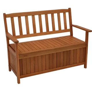 DEGAMO Truhenbank Gartenbank NAVASSA, 2-sitzer, Eukalyptus geölt - Braun