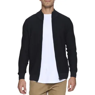 Strickjacke INDICODE "Marland", Herren, Gr. M, schwarz, Strick, Obermaterial: 100% Baumwolle, unifarben, normal, hoch geschlossener Ausschnitt, Strickjacken Strickjacke