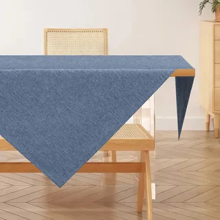 AooHome Tischdecke Abwaschbar, Blau Mitteldecke 80x80cm Leinen-Optik Tischtuch aus Polyester Wasserabweisend mit Lotuseffekt, Dauerhaft Kratzfest für Wohnzimmer, Esszimmer, Balkon, Garten