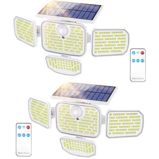 Avatar Controls Solarlampen für Außen mit Bewegungsmelder, 286LED Solar Lampe Outdoor 3 Modi Solarleuchte IP65 Wasserdichte mit Fernbedienung für Garten, Garage, Terrasse, Veranda 2 Stück
