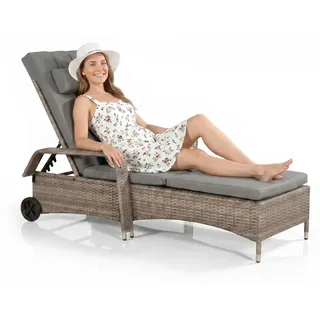 Mucola Sonnenliege Rattan Gartenliege Rattanmöbel Terrassen Liege Balkon Saunaliege Bäderliege Relaxliege Strandliege - Grau - Grau