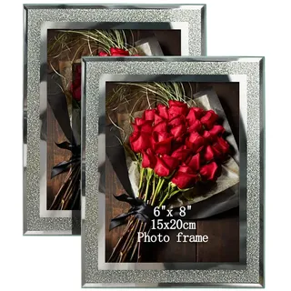PETAFLOP Bilderrahmen 15x20, Bilderrahmen Glas 2er-Set für Hochzeiten, Häuser, Büros