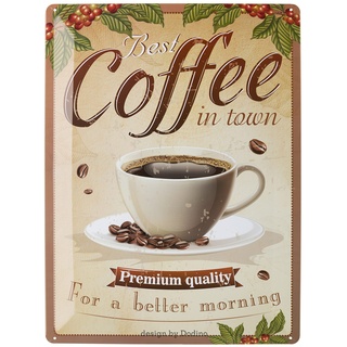 DODINO 30x40cm blechschilder BEST COFFEE, Dekoratives Wohnaccessoire, Deko Vintage Küche Coffee Fans Geschenkidee