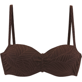 Bügel-Bandeau-Bikini-Top LASCANA "Fay", Damen, Gr. 42, Cup A, braun, Obermaterial: 94% Polyamid, 6% Elasthan. Futter: 90% Polyester, 10% Elasthan. Wattierung: 100% Polyester, Strukturmuster, Bikini-Oberteile Bügel-Bandeau-Bikini-Top, aus eleganter Strukturware, Topseller