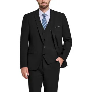 Hihawk Herren 3 Stück Anzug mit Stretch Stoff Solide Slim Fit EIN-Knopf Anzug Blazer Set Jacke Weste Hose mit Krawatte, Schwarz, M