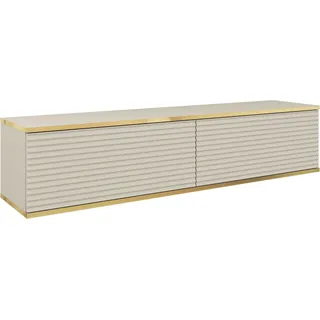 Hängendes TV Schrank - Modernes Design mit Push-to-Open-Funktion. Farbe: BEIGE, D: L: 135 cm, H: 30 cm, T: 32 cm. TV Lowboard, TV Board, TV Sideboard Hängend, Wandschrank hängend - Beige