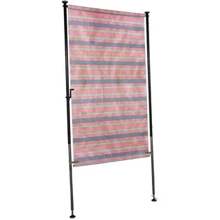 Angerer Balkonsichtschutz, Senkrechtmarkise mit Handkurbel, Terrasse/Balkon, Montage ohne Bohren, Made in Germany, Kunststoff, UV-beständig, höhenverstellbar, wasserabweisend, 120 cm Orange-Beige