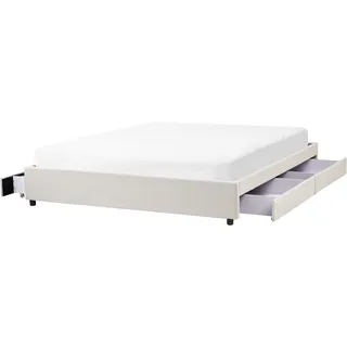 Beliani Bett Hellbeige Prades - Beige , Textil , 180x200 cm , Schlafzimmer, Betten