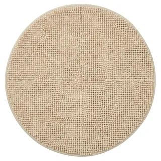 NYVI Badematte NYVISpa Chenille Badteppich Ø 60 cm Rund Beige | Rutschfest, Saugstark, Schnell Trocknend, Fußbodenheizung geeignet, OEKO-TEX, Waschbar, Weich