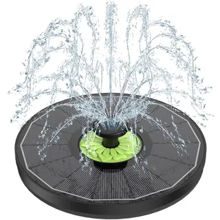 SZMP Solar Springbrunnen, 3.5W Glas Solar Teichpumpe mit 7 Düsen & 4 Fixe Rohre Solar Wasserpumpe Solar Schwimmender Solarbrunnen für Garten, Teich, Vogel-Bad (Schwarz)