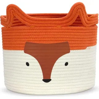 Aufbewahrungskorb für Kinder aus Baumwolle für Spielzeug und Wäsche, Wäschekorb und Spielzeugkorb in einem, Kinderzimmer Dekoration Fuchs