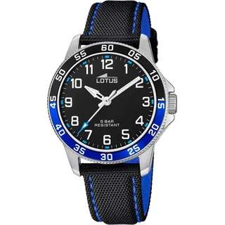 Lotus 18787/2 Gehäusefarbe Schwarz Ledertextilarmband Blau