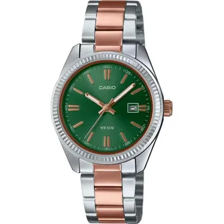 Casio Damen Uhr Armbanduhr Bicolor LTP-1302PRG-3AVEF - Silber, Grün