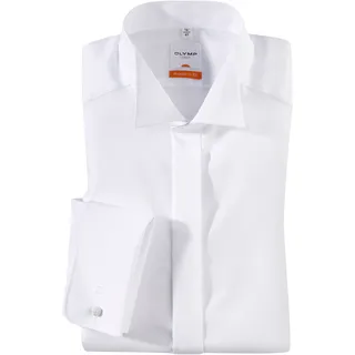 Smokinghemd OLYMP "Luxor modern fit", Herren, Gr. 37, N-Gr, weiß, Web, Obermaterial: 100% Baumwolle, Umschlagmanschette, Hemden Smokinghemd