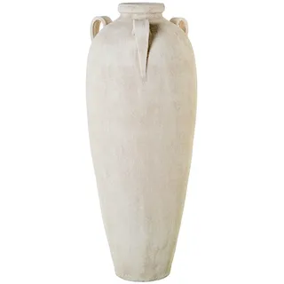 DRW Bodenvase aus Keramik mit 3 Griffen, Sandbeige, 30 x 30 x 80 cm
