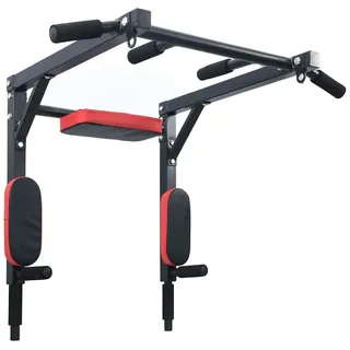 vidaXL Klimmzug- und Dip-Station Schwarz Rot 89 x 59 x 70 cm