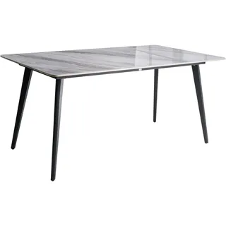 Beliani Gartentisch 160 x 90 x 75 cm Grauer Marmor