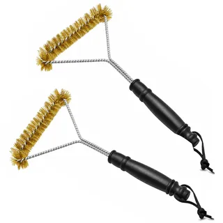 2 Stück Grillbürste Messing,Messingbürste Grill,30cm Grillbürste Messing,Geeignet für Grill,Gasgrill, Holzkohlegrill,Gusseisengrill