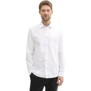TOM TAILOR Herren Regular Fit Hemd mit Brusttasche, 20000 - White, XXXL