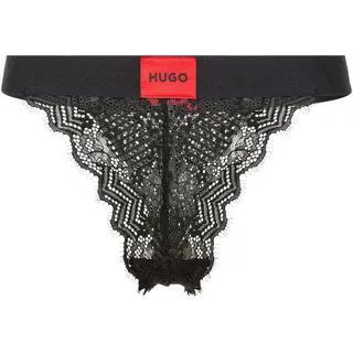 Hugo String HUGO UNDERWEAR "STRING RL LACE", Damen, Gr. M, schwarz, Jersey, Obermaterial: 84% Polyamid, 16% Elasthan, unifarben mit Farbeinsatz, körpernah, Unterhosen String, mit Logoschriftzug auf dem Bund