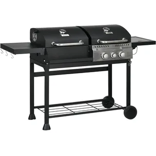Outsunny Gasgrill mit 2+1 Brenner schwarz