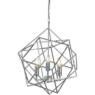 geometrsiche Pendelleuchte Cube 3-flammig chrom E14 Ø48 cm - Silber