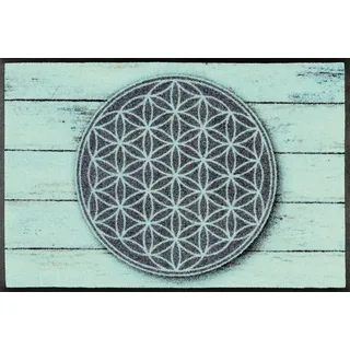 wash+dry by Kleen-Tex Fußmatte »Pattern of Life« rechteckig 7 mm Höhe Schmutzfangmatte, Motiv Blume des Lebens, rutschhemmend, waschbar, grün