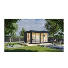 WOLFF FINNHAUS Gartenhaus »Finn Cube Typ 2«, Holz, BxT: 429 x 328 cm (Außenmaße inkl. Dachüberstand) - grau