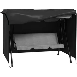 Outsunny Schutzhülle für Hollywoodschaukel aus Polyester Schwarz , Kunststoff , 124x164x205 cm , Gartenzubehör, Abdeckung für Gartenmöbel