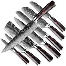 Bild von Messerset, 8 Teilige Scharfe Messer Set aus Edelstahl mit Ergonomischer Griff, Messer Scharf/Rostschutz/Rutschfester Küchenmesser Set zum Hacken Kochmesser Profi Messer