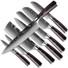 Bild Messerset, 8 Teilige Scharfe Messer Set aus Edelstahl mit Ergonomischer Griff, Messer Scharf/Rostschutz/Rutschfester Küchenmesser Set zum Hacken Kochmesser Profi Messer
