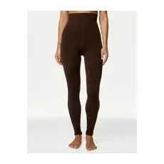 Womens M&S Collection 250 Denier Velour Lined Footless Tights - Chocolate, Chocolate - Large