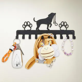 SUPERDANT Hunde Schlüsselaufhänger Hunde Schlüsselbrett mit 10 Haken Tier Schlüsselhalter Wandmontage Organizer Schlüsselleiste Für Hund Leine Tasche Kleidung Schlüssel Hängende 25x11.5cm