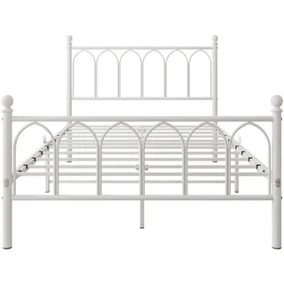 Oxeza Metallbett 120/200 cm Weiß mit USB-Ladestation und Led , Metall , Mode , Rechteckig , 120x200 cm , Schlafzimmer, Betten, Metallbetten