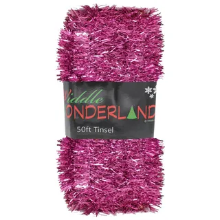 Weihnachtsbaum 50ft x 3cm Lametta Großartig Wert - Kirschrot Rosa