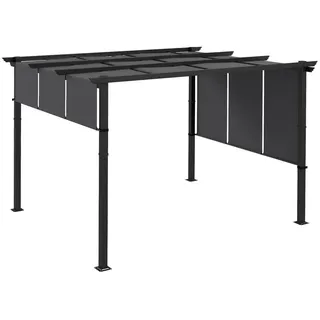 Outsunny Pavillon Pergola, Stahl, Dunkelgrau , Metall , 296x235x357 cm , Sonnenschutz, Pavillons