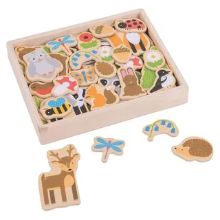 BigJigs Magnetspielzeug Holz Waldtiere - 35 Stück magnetisch