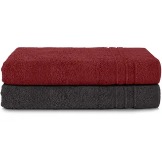 Komfortec Handtuchset 80 x 200 cm schwarz/rot 2 St.