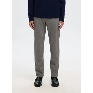 Anzughose SELECTED "SLH175-SLIM ROBERT FLEX PANTS NOOS", Herren, Gr. 32, Länge 32, grau (grau melange), Web, Obermaterial: 67% Polyester, 29% Viskose, 4% Elasthan, meliert, slim fit knöchellang, Hosen Anzughose