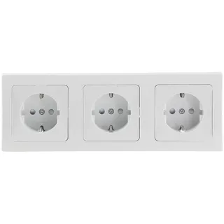 ChiliTec DELPHI Set 3 Steckdosen + 2-fach Rahmen 250V/ 16A, Steckanschluss, weiß