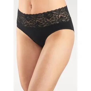 VIVANCE Slip 3er-Pack, aus elastischer Baumwolle, mit floraler Spitze: schwarz,