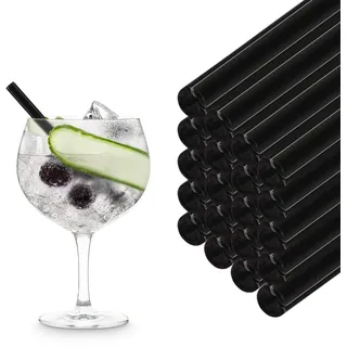 Halm Schwarze Glas Strohhalme kurz Wiederverwendbar Trinkhalm - 50 Stück gerade 15 cm für Gastronomie, Restaurant, Bar, Cafe, Hotel - Spülmaschinenfest - Glastrinkhalme